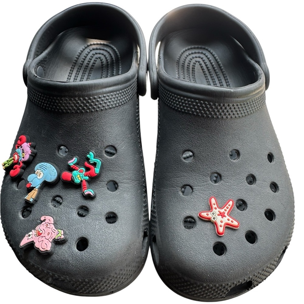 CROCS Kids Black Slippers with Colorful Charms